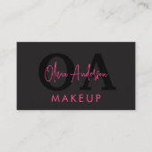 QR Code Makeup Artist Hot Pink Black Social Media Visitenkarte (Vorderseite)