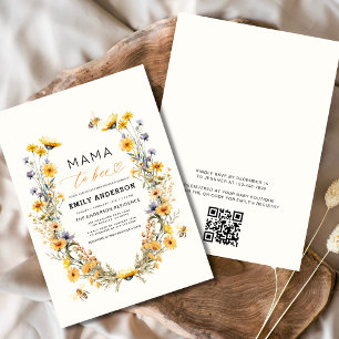 QR Code Mama to Bee Wildblume Baby Shower Einladung