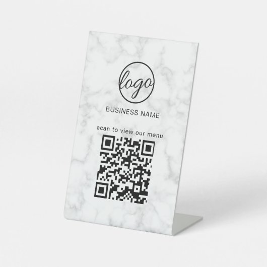 QR-Code-Marble für das Business-Logo-Restaurant Sockelschild (Vorderseite)