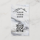 QR-Code Marble Real Anwesen Agent Foto-Logo Visitenkarte (Rückseite)