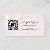 QR Code Marbled Makeup Artist Holographic Glitzer Visitenkarte (Rückseite)