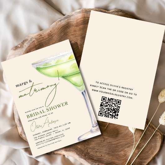 QR Code Margs and Matrimony Modernes Brautparty Einladung