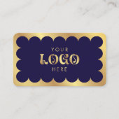 QR-Code Marine & Gold Eleganter Beruflich Salon We Visitenkarte (Vorderseite)