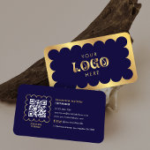 QR-Code Marine & Gold Eleganter Beruflich Salon We Visitenkarte