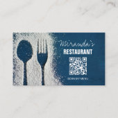 QR-Code, Marineblau, Koch, Catering, Restaurant Visitenkarte (Vorderseite)