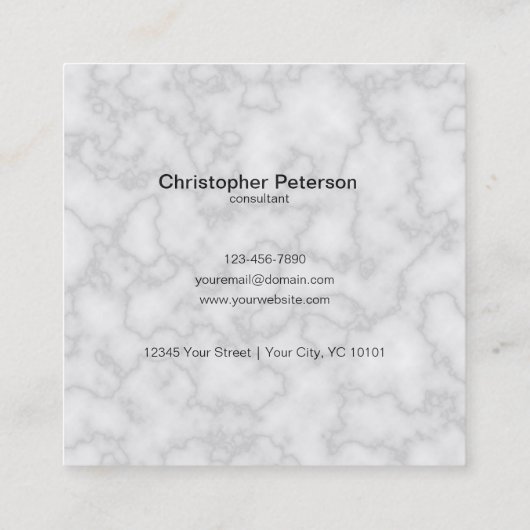 QR-Code-Marmor Quadratische Visitenkarte (Rückseite)