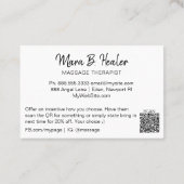 *~* QR-Code Massage Therapist Logomassage Therapie Visitenkarte (Rückseite)