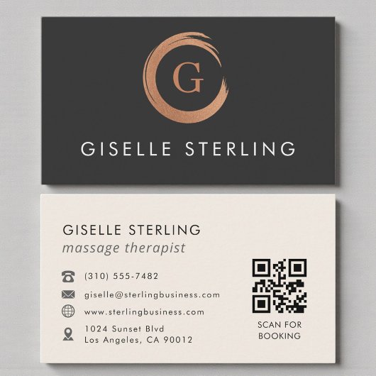 QR Code Massage Therapist Modern Minimalist Visitenkarte