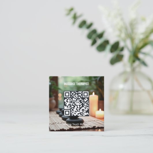 QR-Code Massagetherapeut Quadratische Visitenkarte (Stehend Vorderseite)
