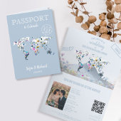 QR Code Meadow Wedding Destination Passport Map  Einladung