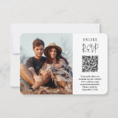 QR Code & Meal Optionen Modernes Script Foto Hochz RSVP Karte (Rückseite)