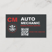 QR-Code Mechanisches Auto-Monogramm Visitenkarte (Vorderseite)