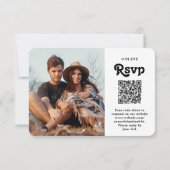 QR-Code & Mehloptionen Retro-Script-Foto Hochzeit RSVP Karte (Rückseite)