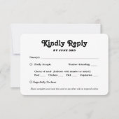 QR-Code & Mehloptionen Retro-Script-Foto Hochzeit RSVP Karte (Vorderseite)