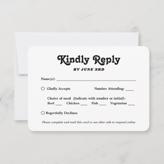 QR-Code & Mehloptionen Retro-Script-Foto Hochzeit RSVP Karte (Vorderseite)