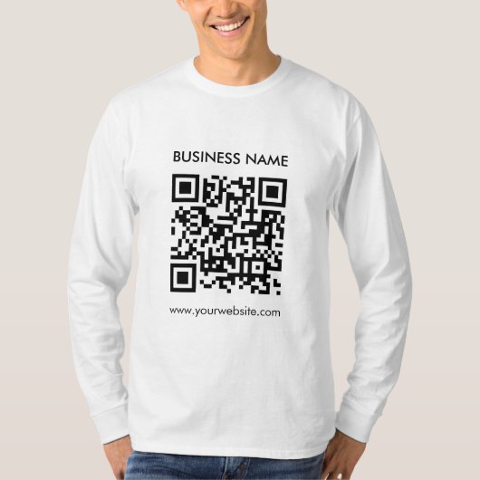 QR Code Mens Modernes, elegantes weißes Langschläf T-Shirt (Vorderseite)
