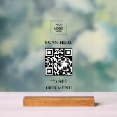 QR-Code-Menü-Acrylschild mit 8x10 Holzblock Acrylschild (Neutral)