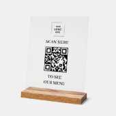 QR-Code-Menü-Acrylschild mit 8x10 Holzblock Acrylschild (Winkel)
