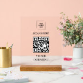 QR-Code-Menü-Acrylschild mit 8x10 Holzblock Acrylschild (Hochzeit)