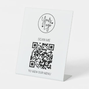 QR-Code-Menü Business-Logo kontaktlos modern Sockelschild