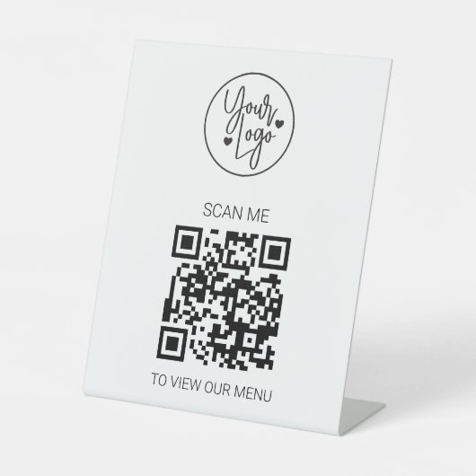 QR-Code-Menü Business-Logo kontaktlos modern Sockelschild (Vorderseite)