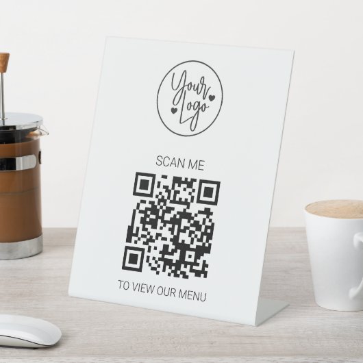 QR-Code-Menü Business-Logo kontaktlos modern Sockelschild (In SItu)