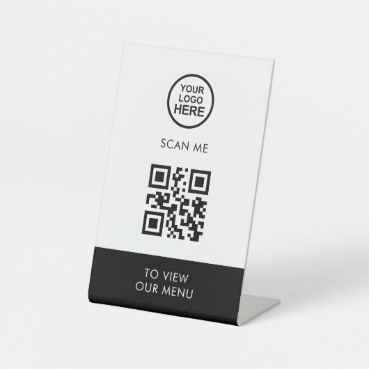 QR-Code-Menü Business-Logo Unberührte moderne Vers Sockelschild (Vorderseite)