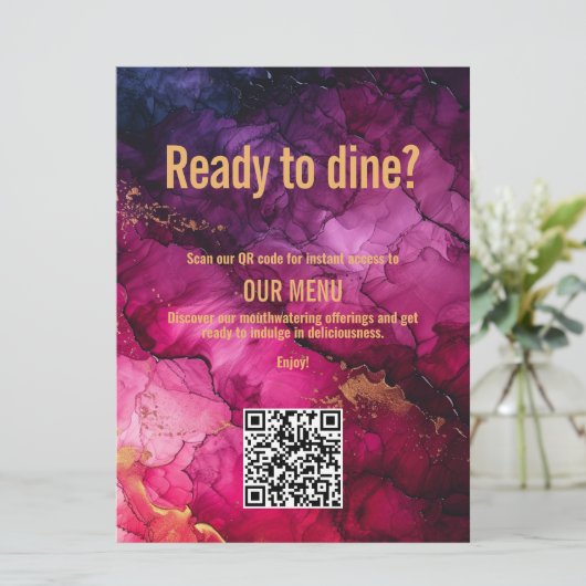 QR-Code-Menü Celestial Elegance Marble Menükarte (Stehend Vorderseite)