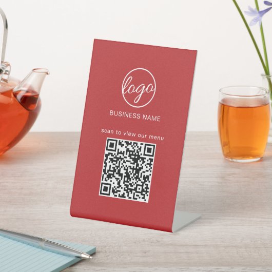 QR-Code-Menü des Business-Logos Restaurant Rot Sockelschild (In SItu)