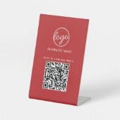 QR-Code-Menü des Business-Logos Restaurant Rot Sockelschild (Vorderseite)