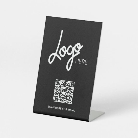 QR-Code-Menü für Big-Logos Minimal schwarz Sockelschild (Vorderseite)