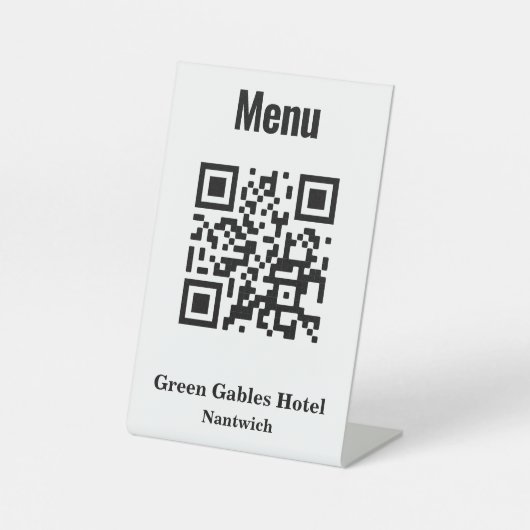 QR-Code-Menü für Hotel- oder Restaurant-Schilder Sockelschild (Vorderseite)