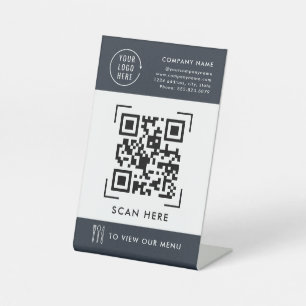 QR-Code-Menü   Geschäftslogo kontaktlos  Sockelschild