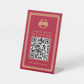 QR-Code-Menü-Logo mit berührungslosem Classic Red  Sockelschild (Vorderseite)