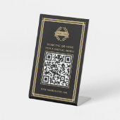QR-Code-Menü-Logo mit berührungslosem klassischem Sockelschild (Vorderseite)