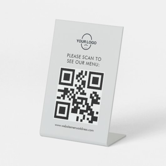 QR-Code-Menü-Logo Unberührbar Modernes Café Pedest Sockelschild (Vorderseite)