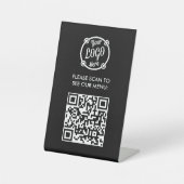 QR-Code-Menü-Logo Unberührbar Modernes Restaurant Sockelschild (Vorderseite)