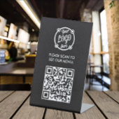 QR-Code-Menü-Logo Unberührbar Modernes Restaurant Sockelschild