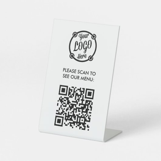 QR-Code-Menü-Logo Unberührbar Modernes Restaurant Sockelschild (Vorderseite)