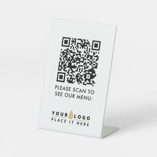 QR-Code-Menü-Logo Unberührte moderne Gaststätte Sockelschild (Vorderseite)