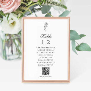 QR Code Menü Minimal elegante Seating Chart Hochze