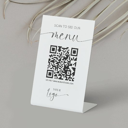 QR-Code-Menü Modernes Logo-Restaurant mit berührun Sockelschild