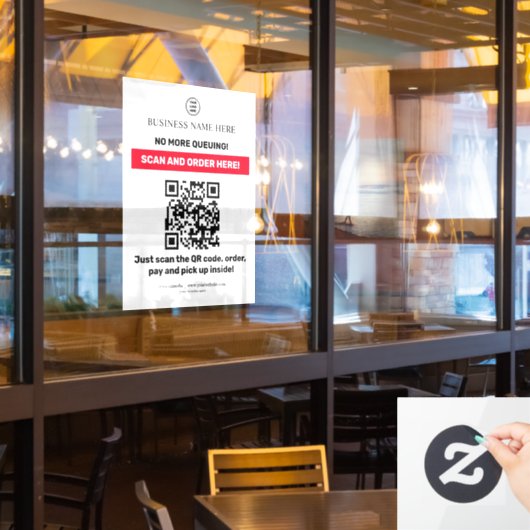 QR-Code-Menü Scan-Bestellung Fensteraufkleber (Restaurantfenster)