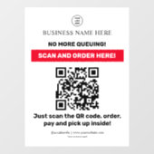 QR-Code-Menü Scan-Bestellung Fensteraufkleber (Blatt)