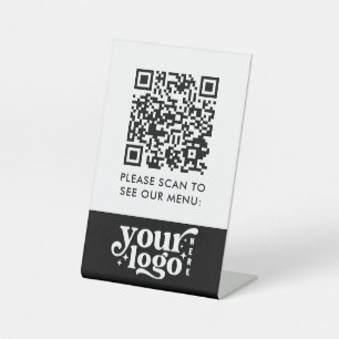 QR Code Menü Schwarze Logos kontaktlose moderne Ca Sockelschild