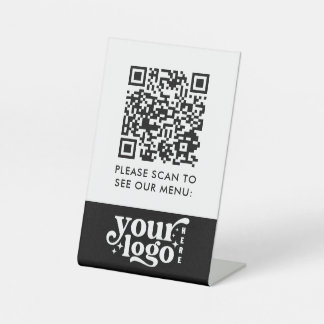 QR Code Menü Schwarze Logos kontaktlose moderne Ca Sockelschild