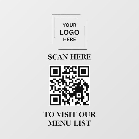 QR-Code-Menü-Vinyl-Fensterklebe-Schild Fensteraufkleber (Blatt)