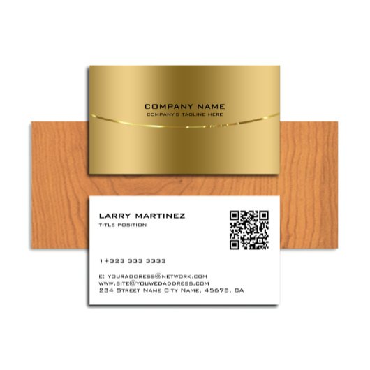 QR Code Metallische Imitate Gold und Weiß Visitenkarte