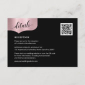 QR Code Metallische Rose Gold Details Hochzeit Begleitkarte (Vorderseite)