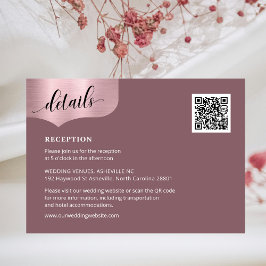 QR Code Metallische Rose Gold Details Rosa Hochzei Begleitkarte